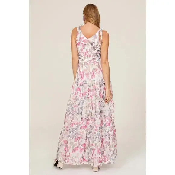 Dress The Population Floral Pearl Maxi Dress (With Loose Threads/Fraying) - Picture 3 of 9
